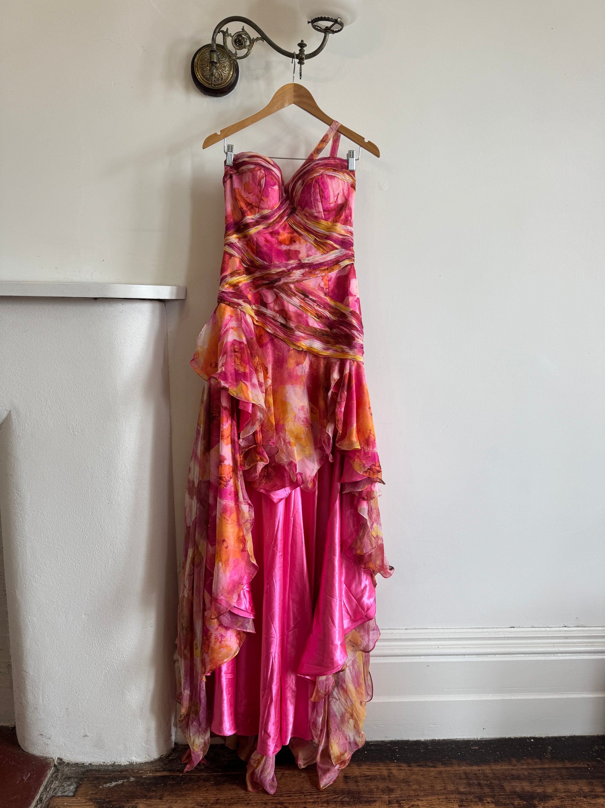 Vintage Y2K High Low Sunrise Ruffle Dress