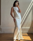 Vintage 90s Satin High Front Slip Wedding Gown