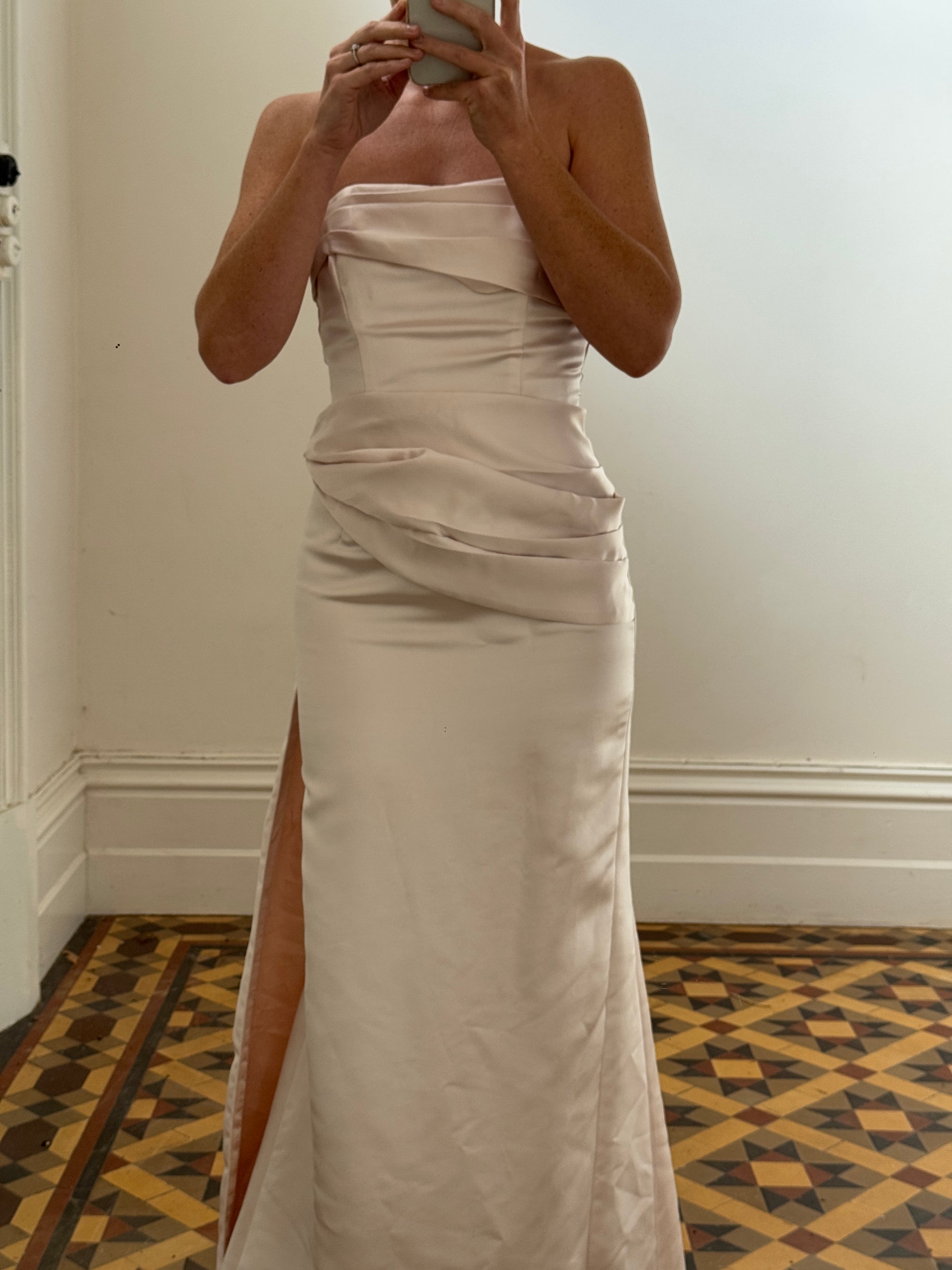 Vintage 90s Satin Sash Bridesmaid Dress Baby Pink