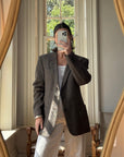 Vintage Christian Dior Tailored Wool Blazer Navy Brown