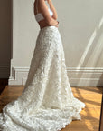 Vintage Y2K Rosette Bridal Skirt with Train