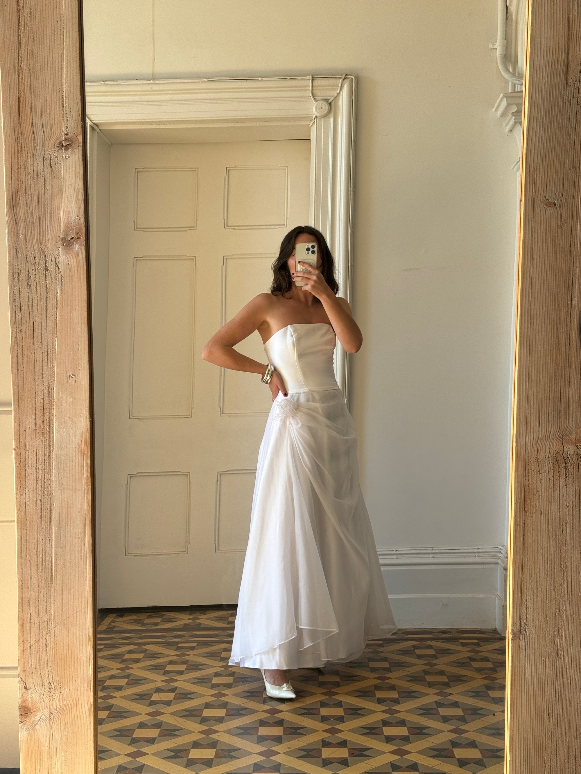 Vintage 90s Princess Strapless Wedding Dress