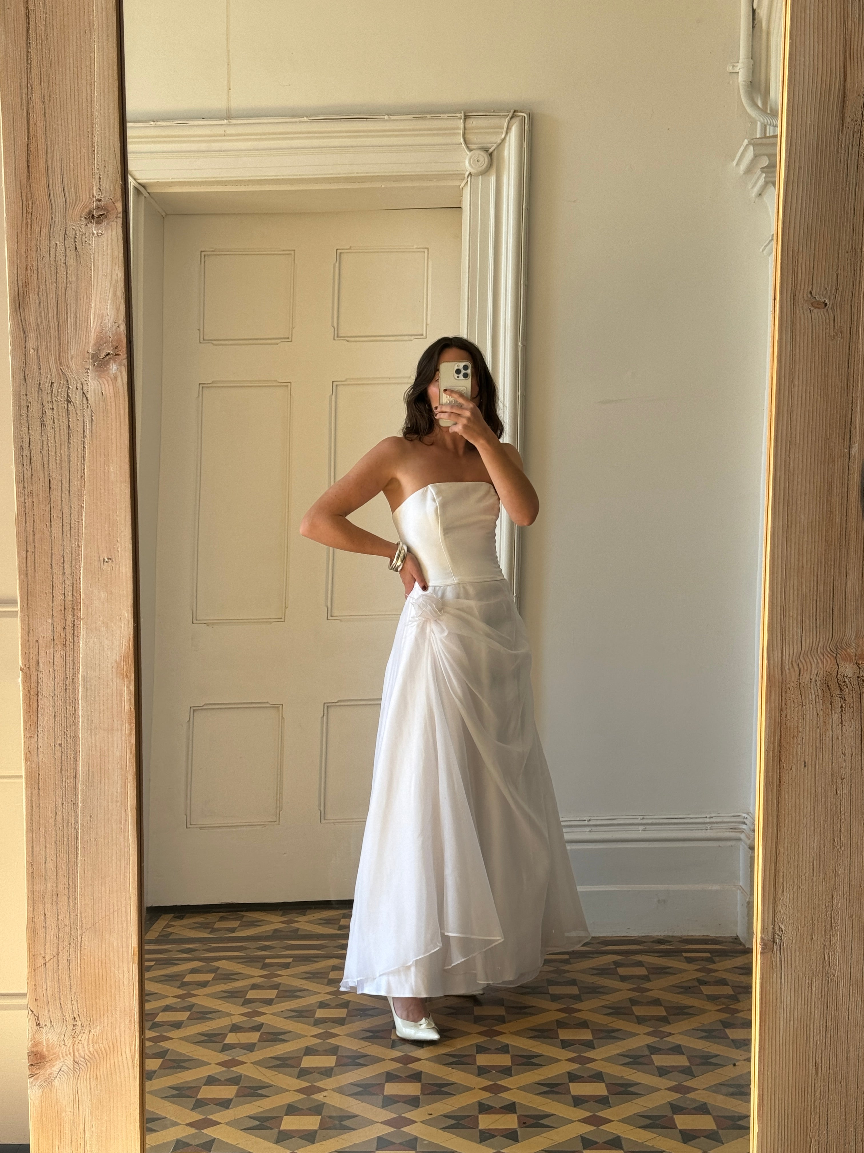 Vintage 90s Princess Strapless Wedding Dress