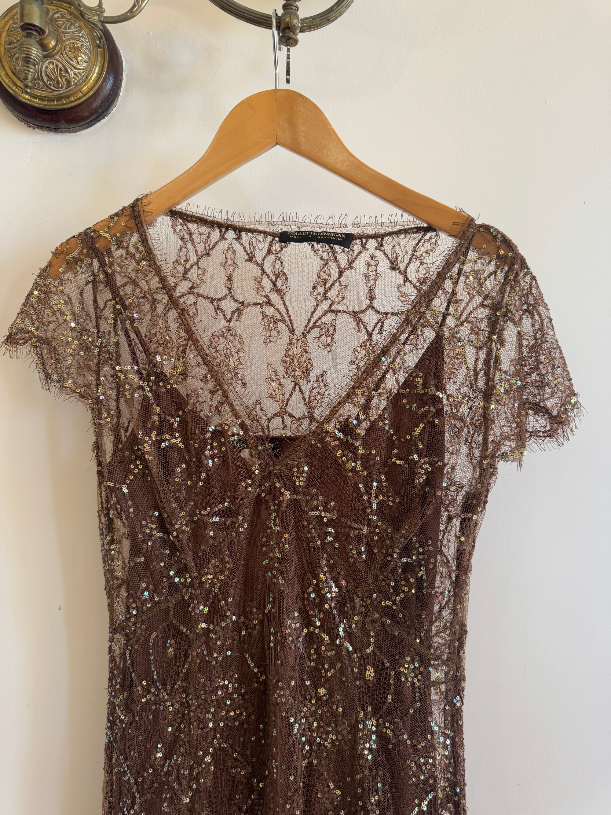 Vintage Y2K Collette Dinnigan Net Sequin Embroidery Mini