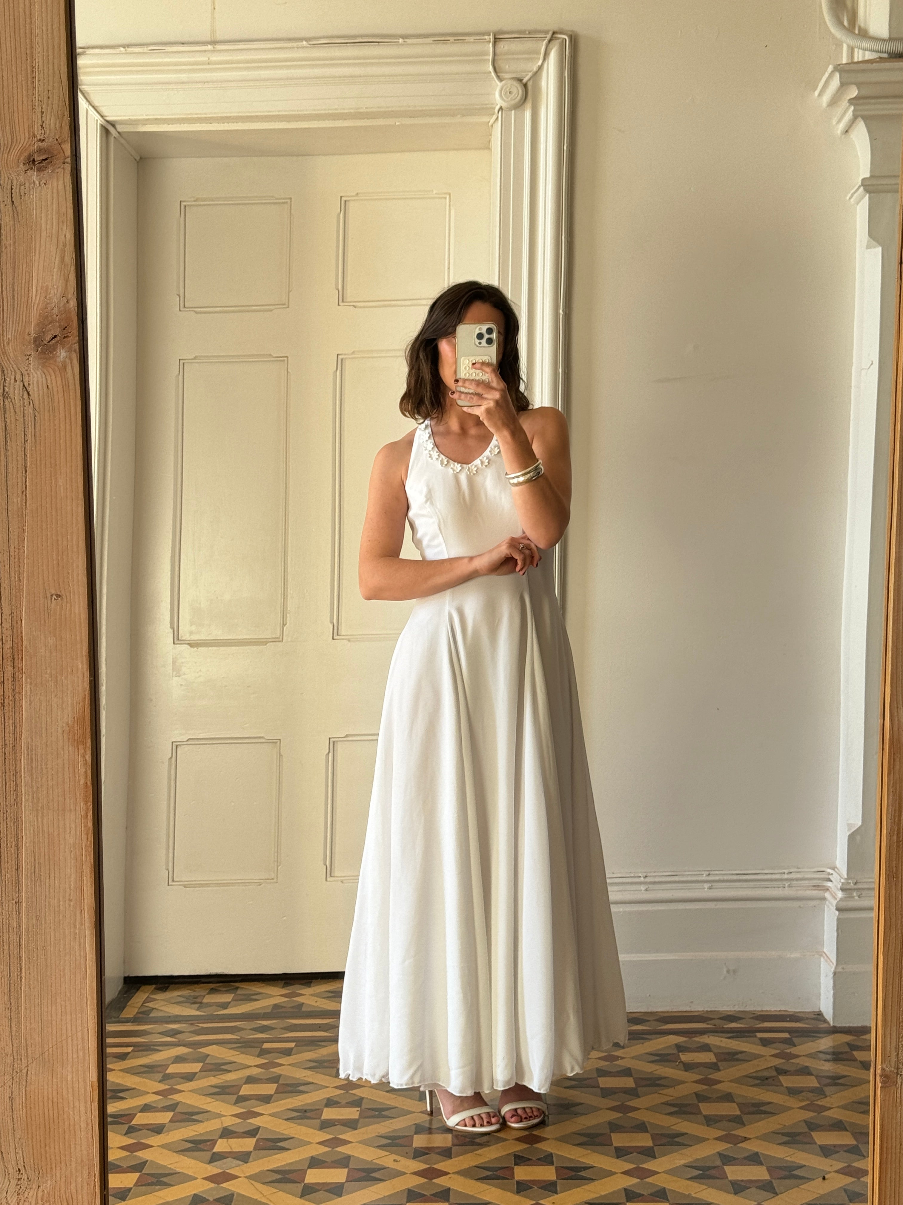 Vintage Halter A-Line Daisy Wedding Dress