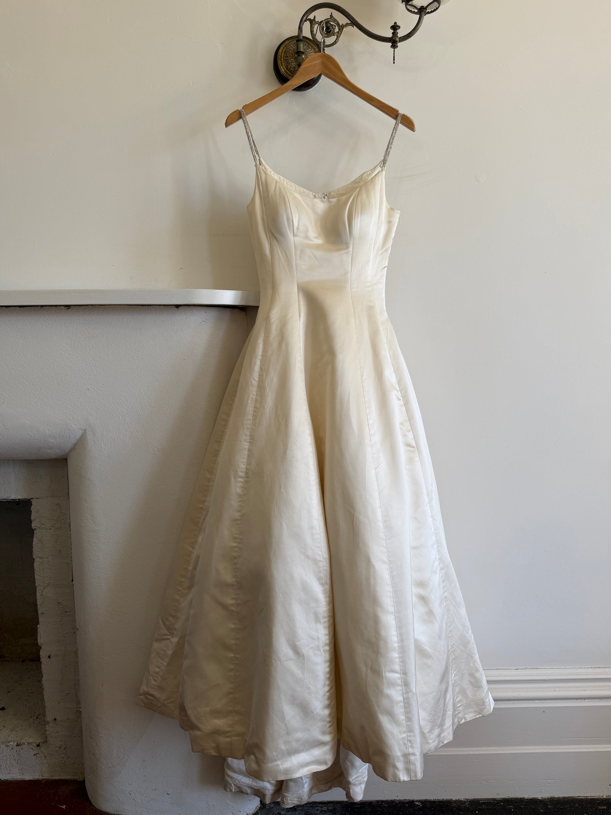Vintage 90s Pure Silk Couture Diamante Wedding Gown