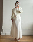 Vintage 90s Jacquard Rhinestone Jacket and Chiffon Bridal Skirt Set