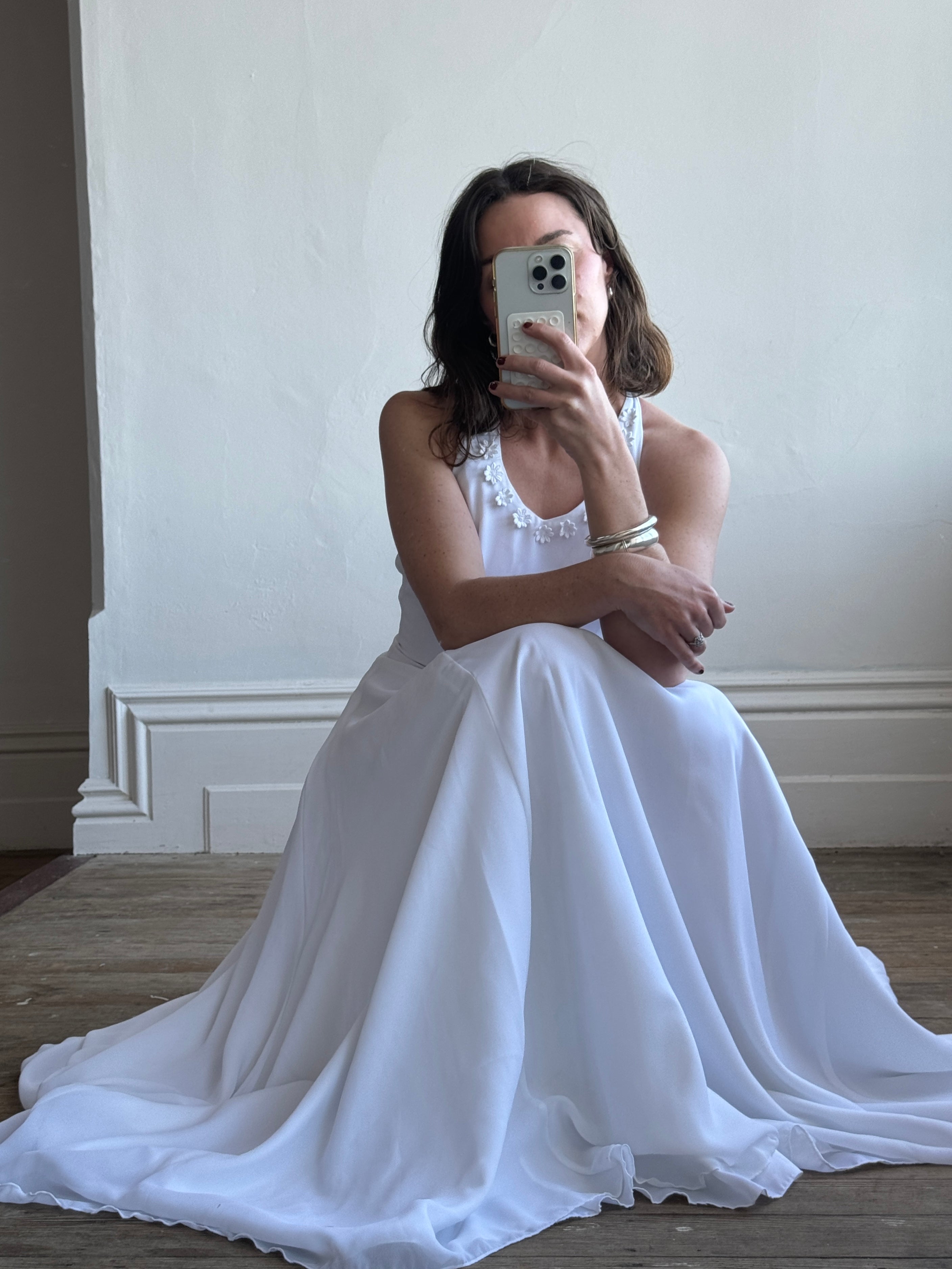 Vintage Halter A-Line Daisy Wedding Dress