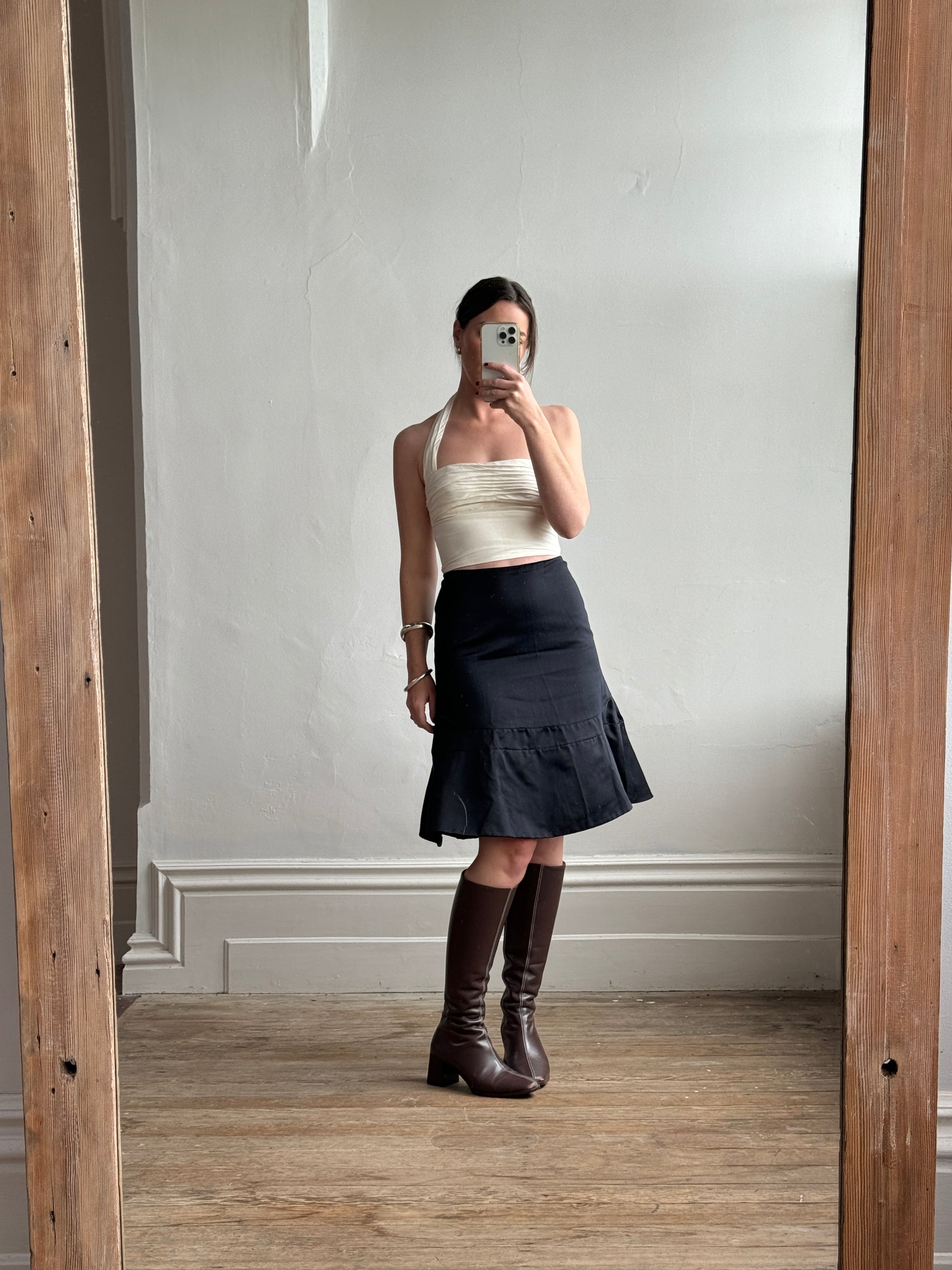 Vintage Jil Sander Pure Silk Skirt Noir