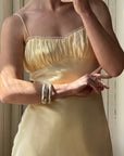 Vintage 90s Butter Yellow Organza Bias Slip Dress
