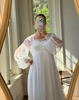 Vintage 60s Poet Sleeve Chiffon Wedding Gown