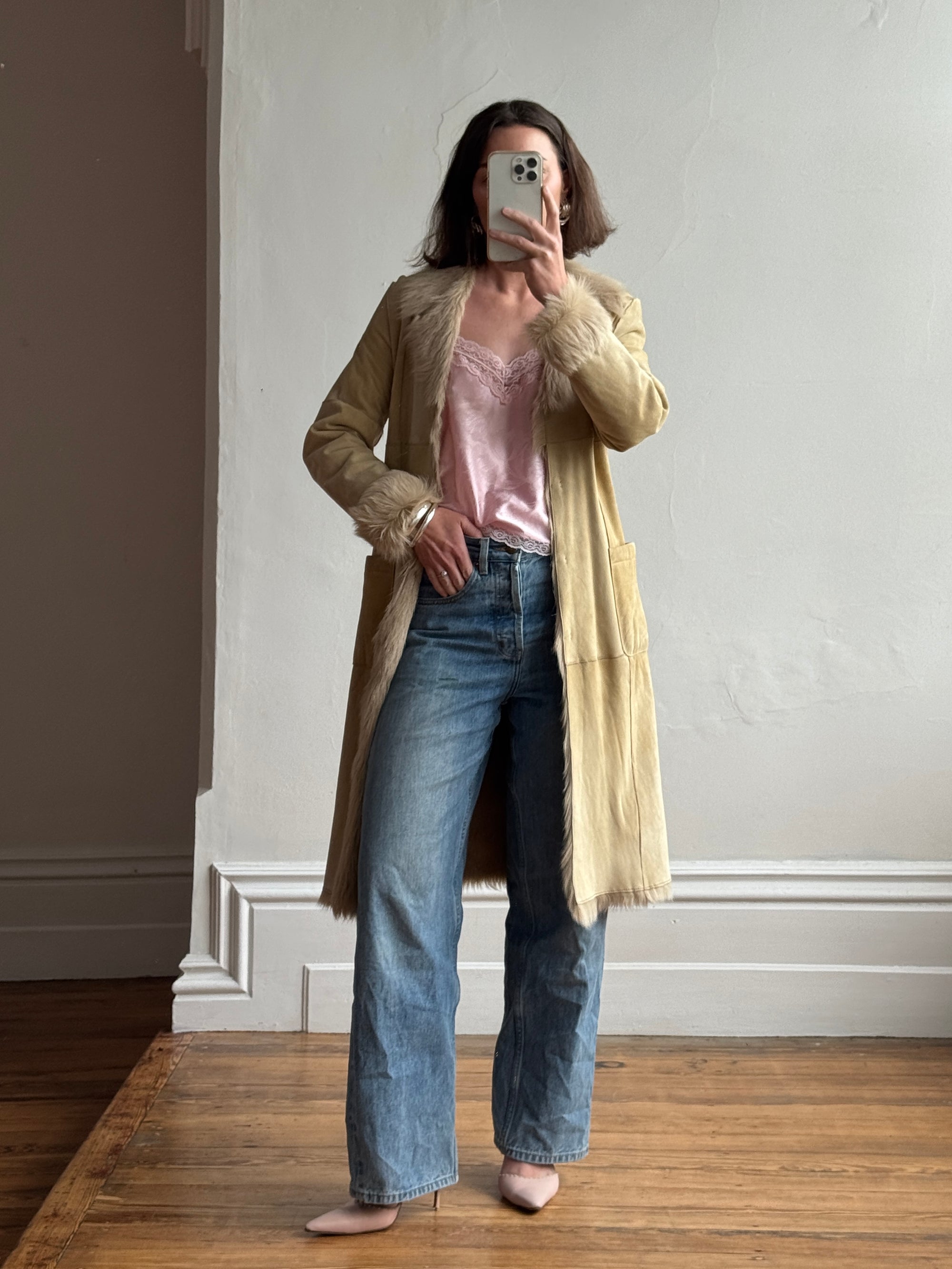 Vintage 60s Pink Lace Cropped Camisole