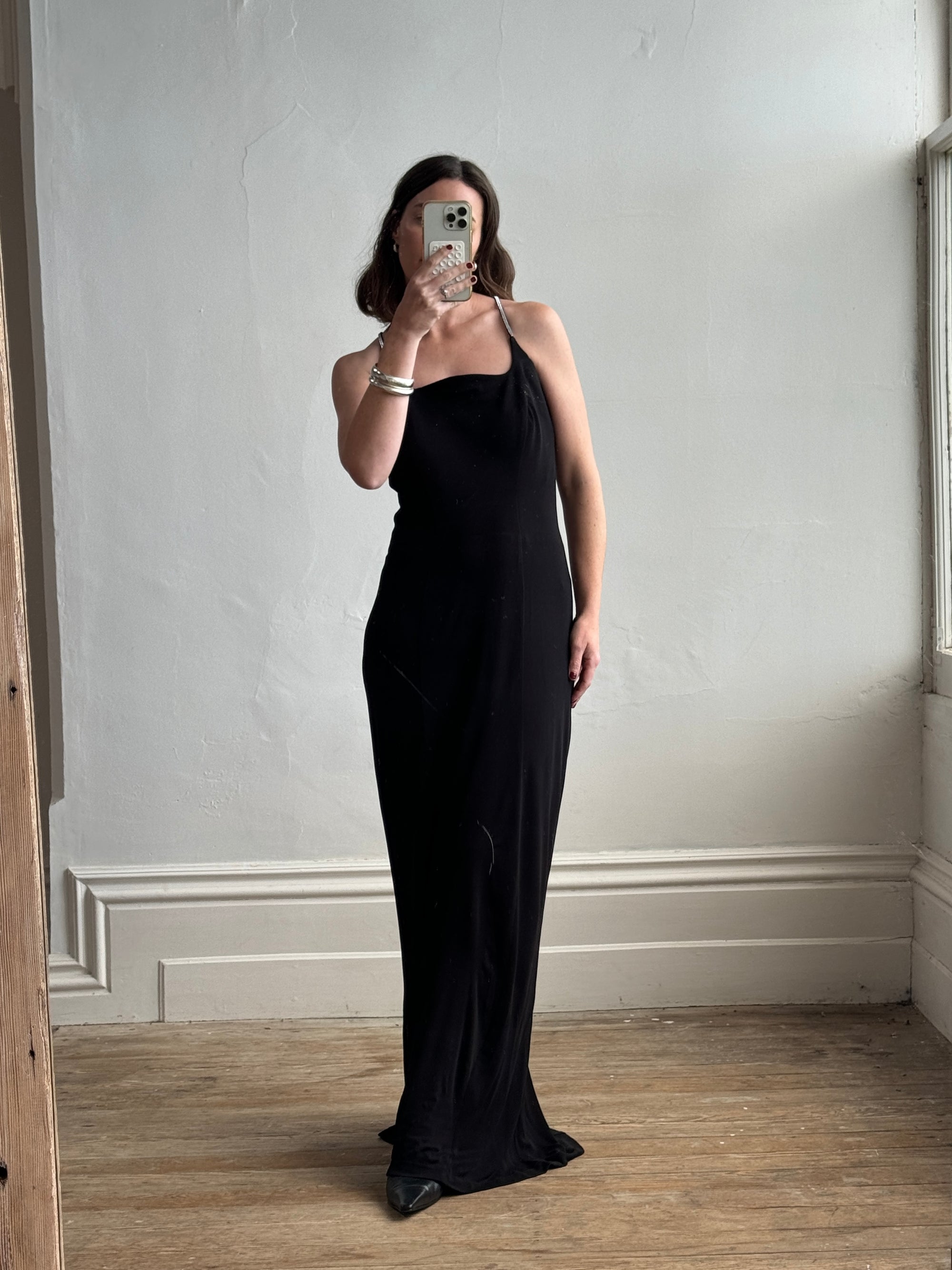 Vintage Late 90s Thierry Mugler Rhinestone Strap Evening Gown Call Me The Breeze Vintage Late 90s Thierry Mugler Rhinestone Strap Evening Gown Call Me The Breeze
