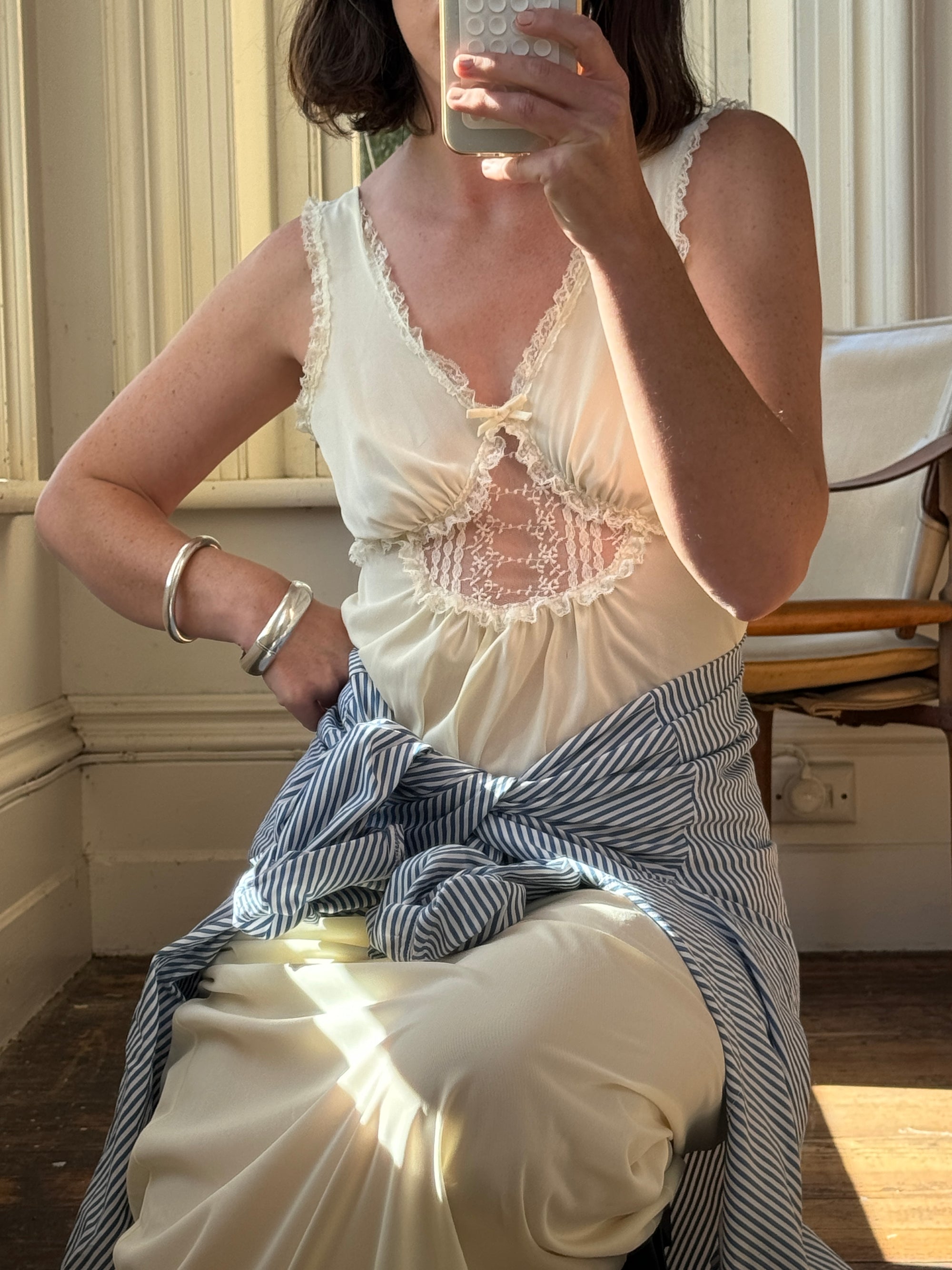 Vintage Butter Semi Sheer Slip Dress