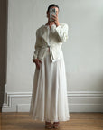 Vintage 90s Jacquard Rhinestone Jacket and Chiffon Bridal Skirt Set