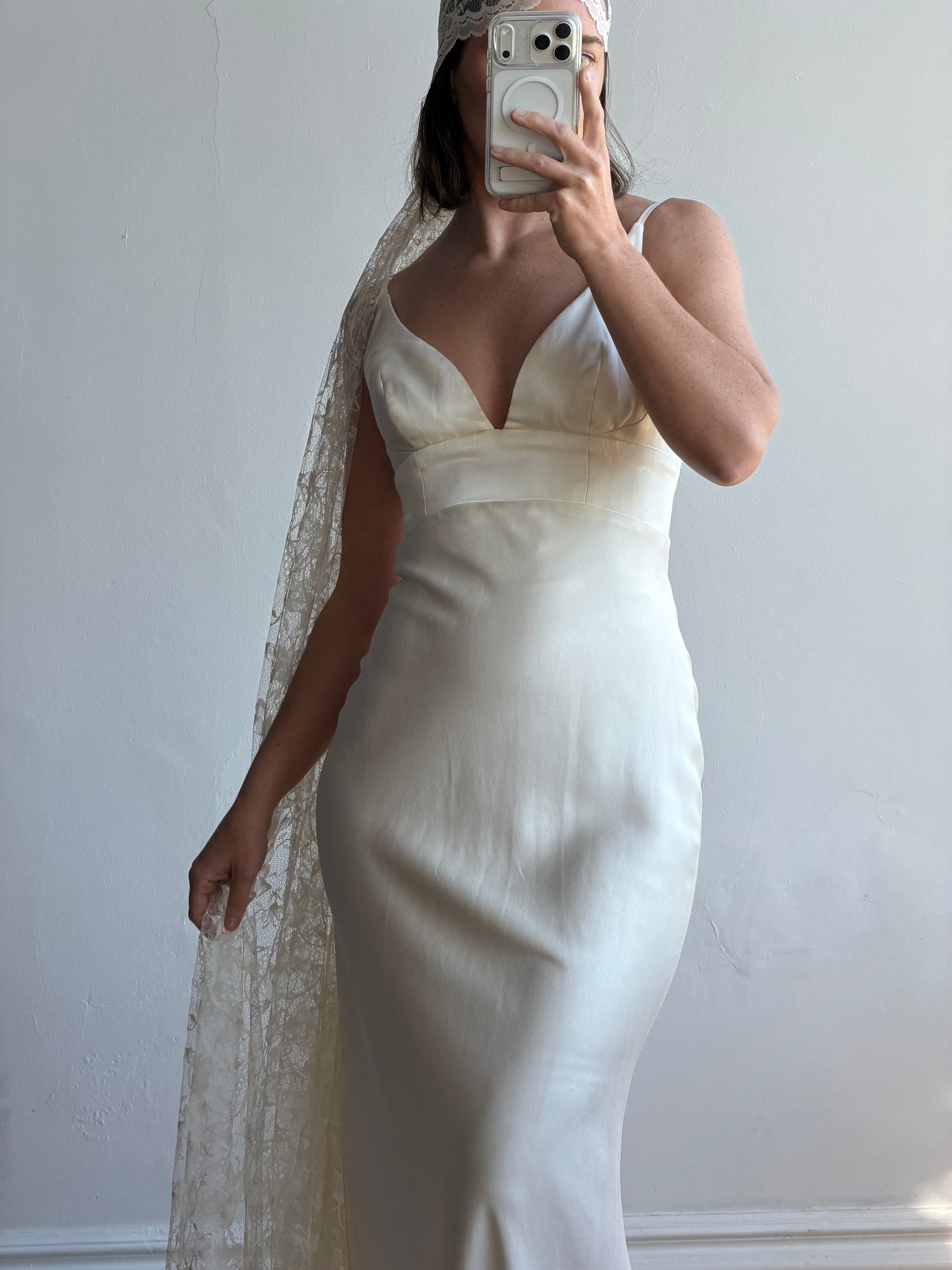 Vintage Y2K Pure Silk Bias Wedding Dress