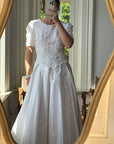 Vintage 80s Rope Embroidered Taffeta Wedding Gown