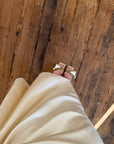 Vintage 90s Ruched Satin Two Piece Bridal Set Champagne