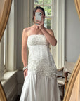 Vintage 90s Embroidered Strapless Fairy Wedding Gown