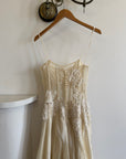 Vintage 90s Italian Nude Floral Beaded Silk Organza Wedding Gown