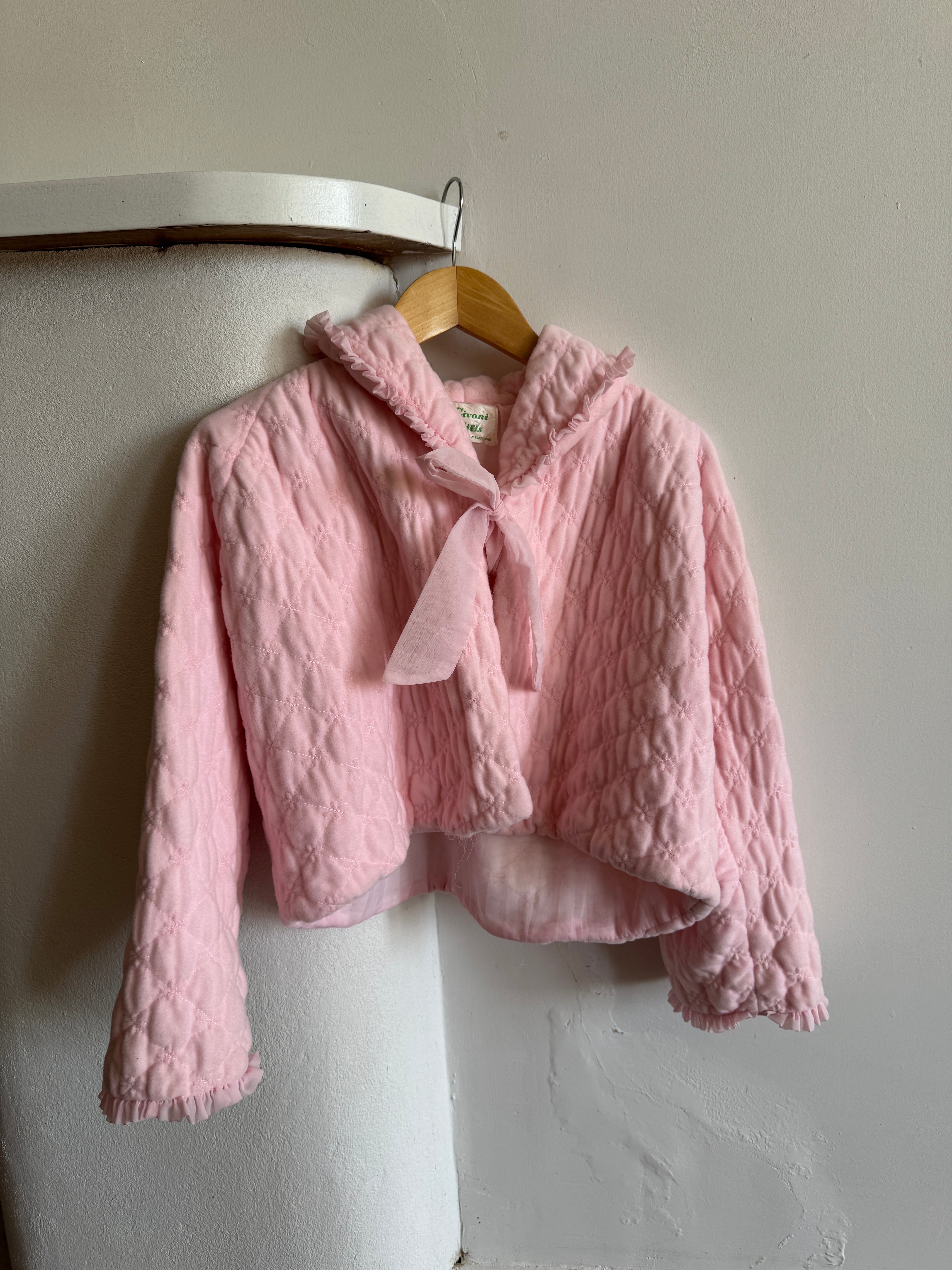 Vintage Quilted Crop Cardi with Bow