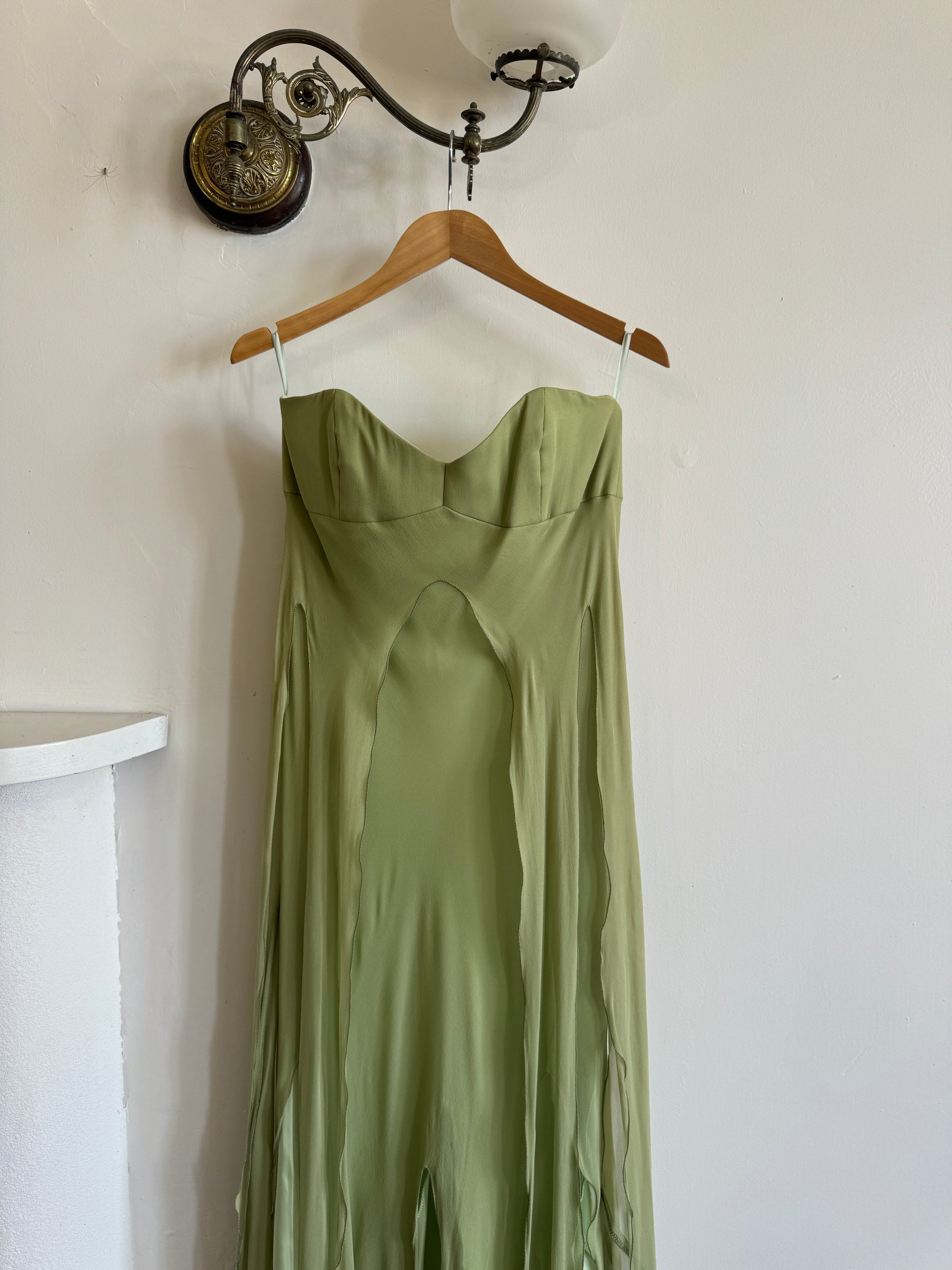 Vintage 90s Olive Strapless Fairy Dress