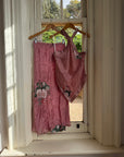 Vintage 90s Dusty Rose Floral Silk Halter Scarf Top and Skirt Set