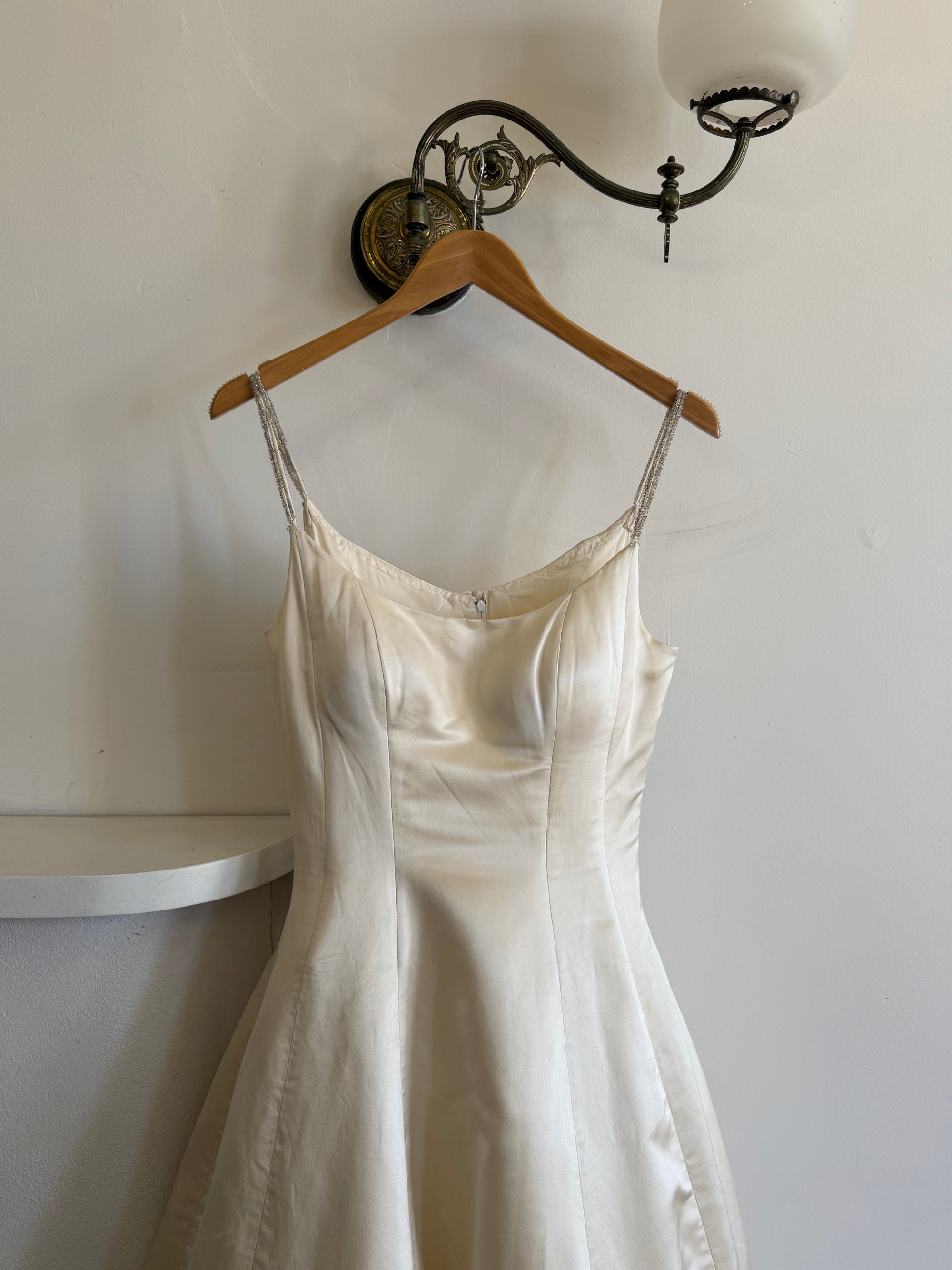Vintage 90s Pure Silk Couture Diamante Wedding Gown