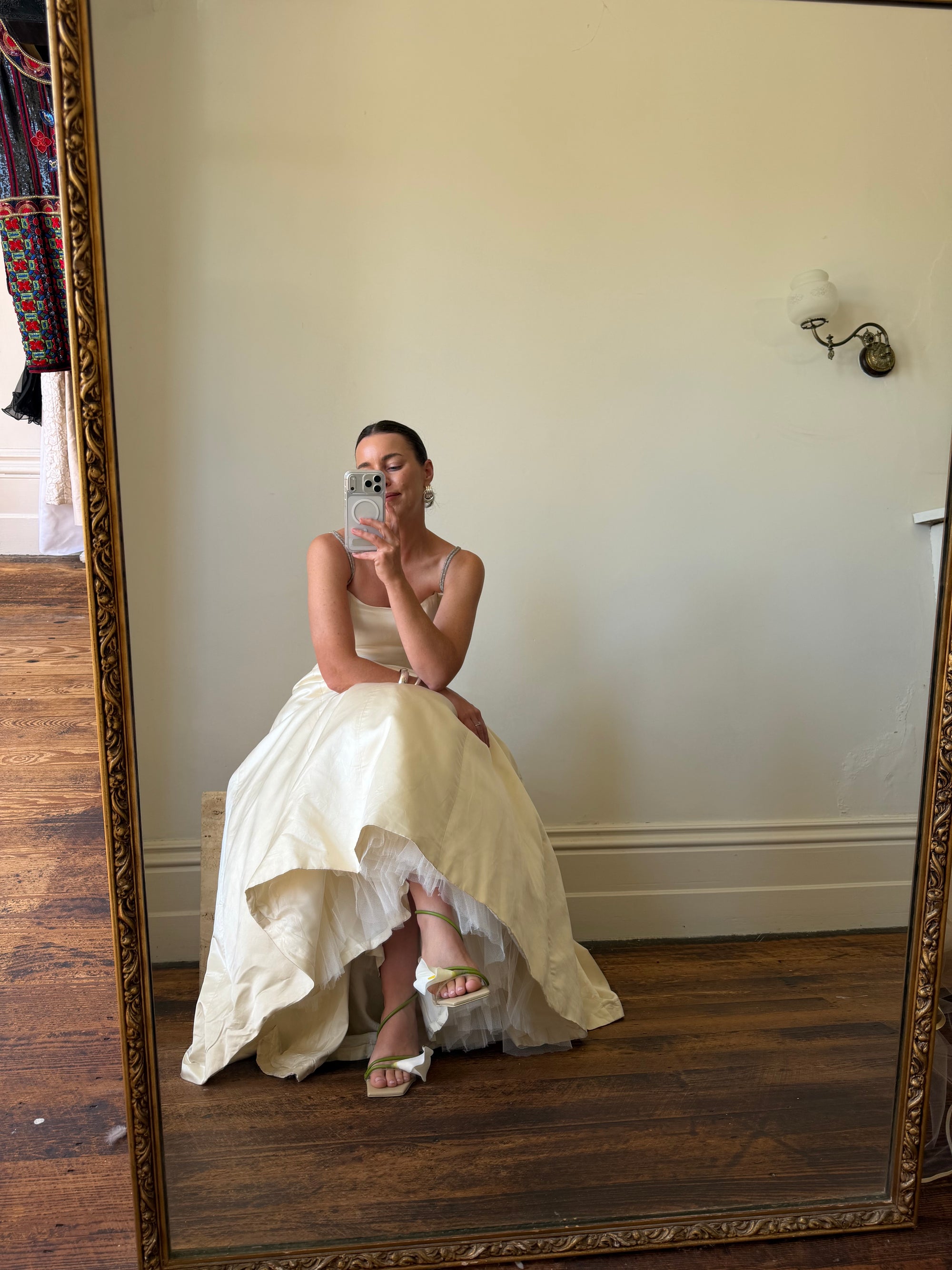 Vintage 90s Pure Silk Couture Diamante Wedding Gown