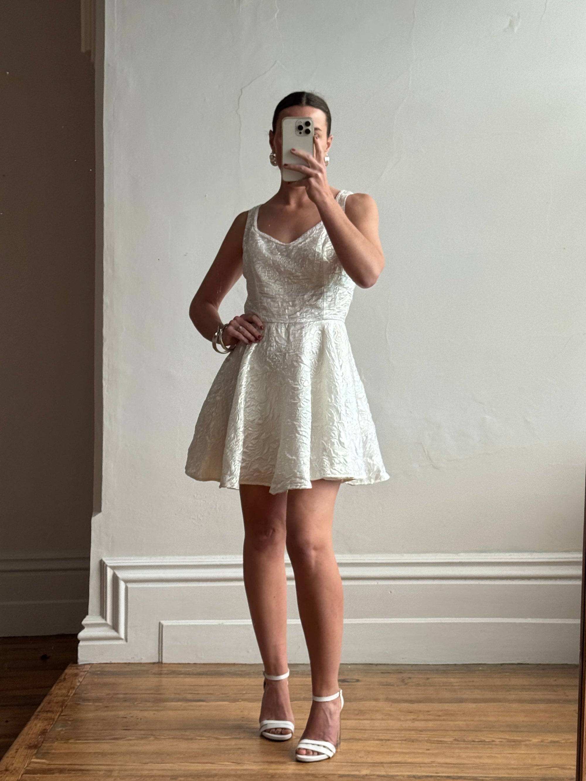 Vintage 80s Love Heart Brocade Shimmer Mini Dress