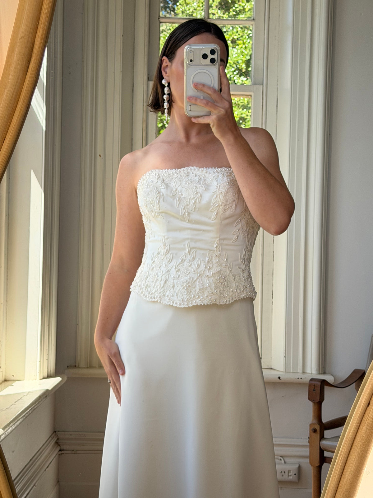 Vintage 90s Bridal Embellished Corset and Slip Skirt Set