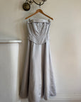 Vintage 90s Jacquard Corset Satin Dress Ice Blue