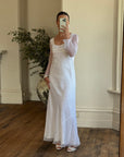 Vintage 90s Sheer Organza Long Sleeve Empire Bridal Dress