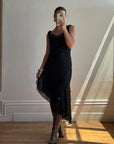 Vintage Y2K Pure Silk Sequin Fairy Dress Noir