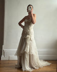 Vintage 90s Pure Silk Couture Origami Wedding Dress