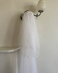 Vintage Cathedral Double Layer Veil with Headband and Flowers
