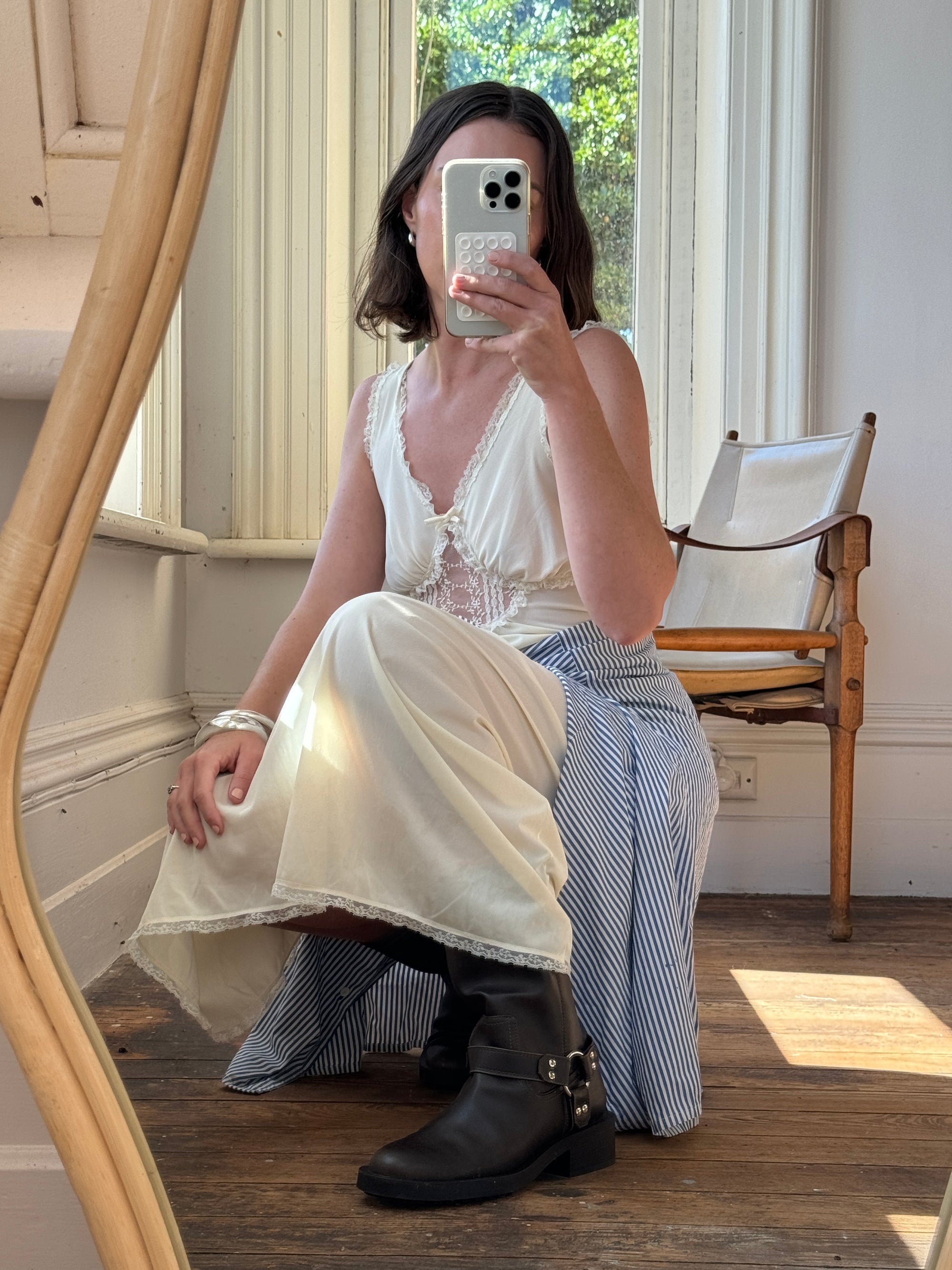 Vintage Butter Semi Sheer Slip Dress