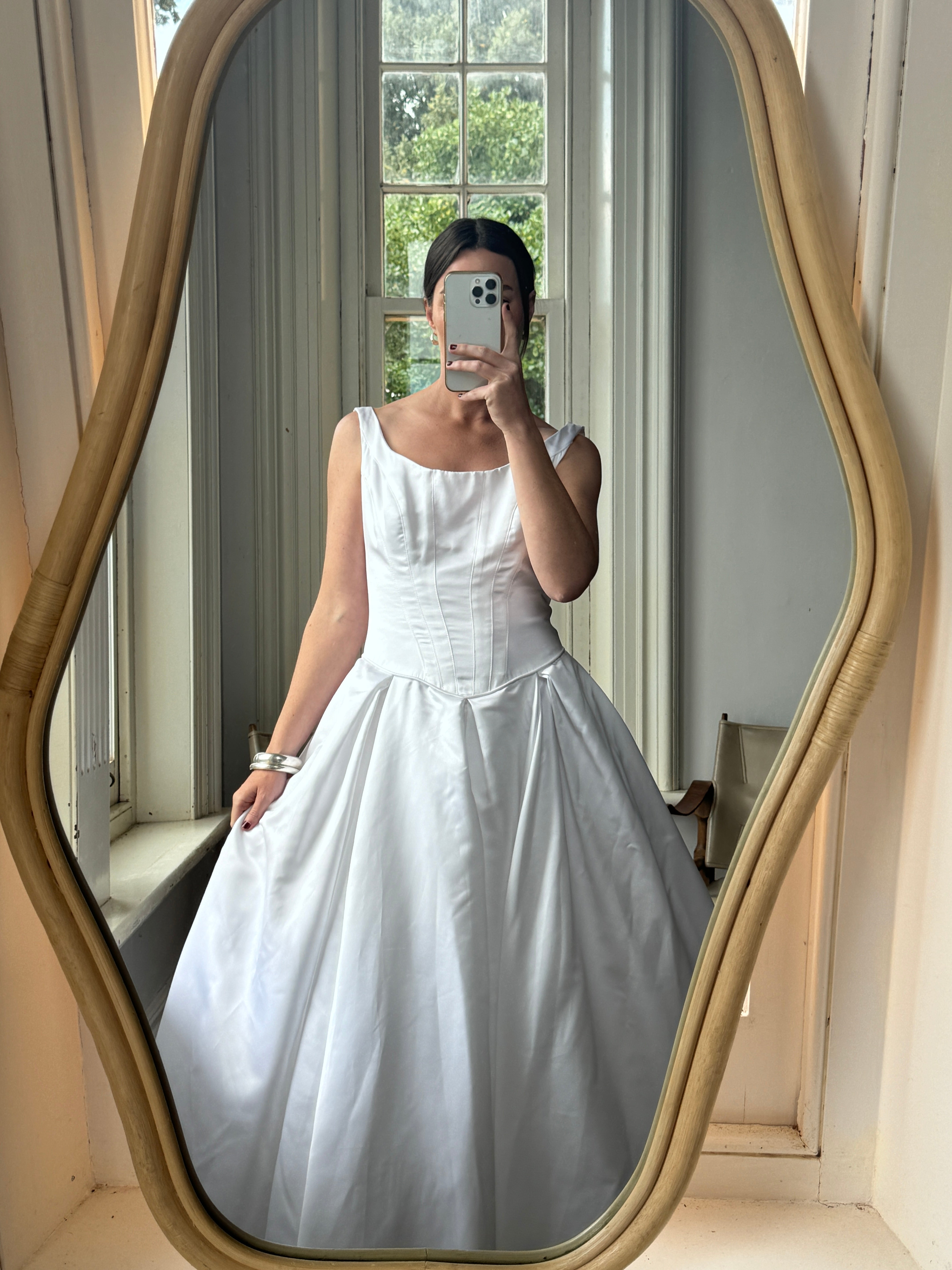Vintage 90s Satin Princess Cut Wedding Dress