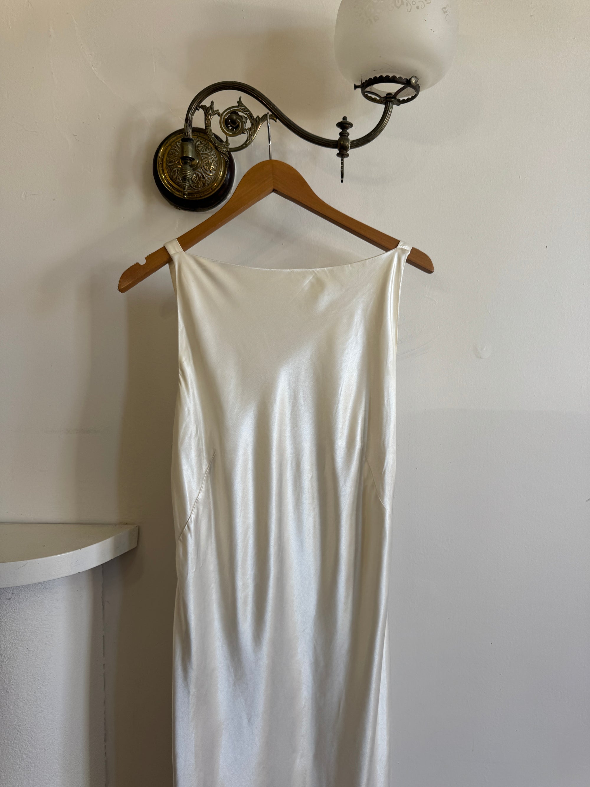 Vintage 90s Satin High Front Slip Wedding Gown
