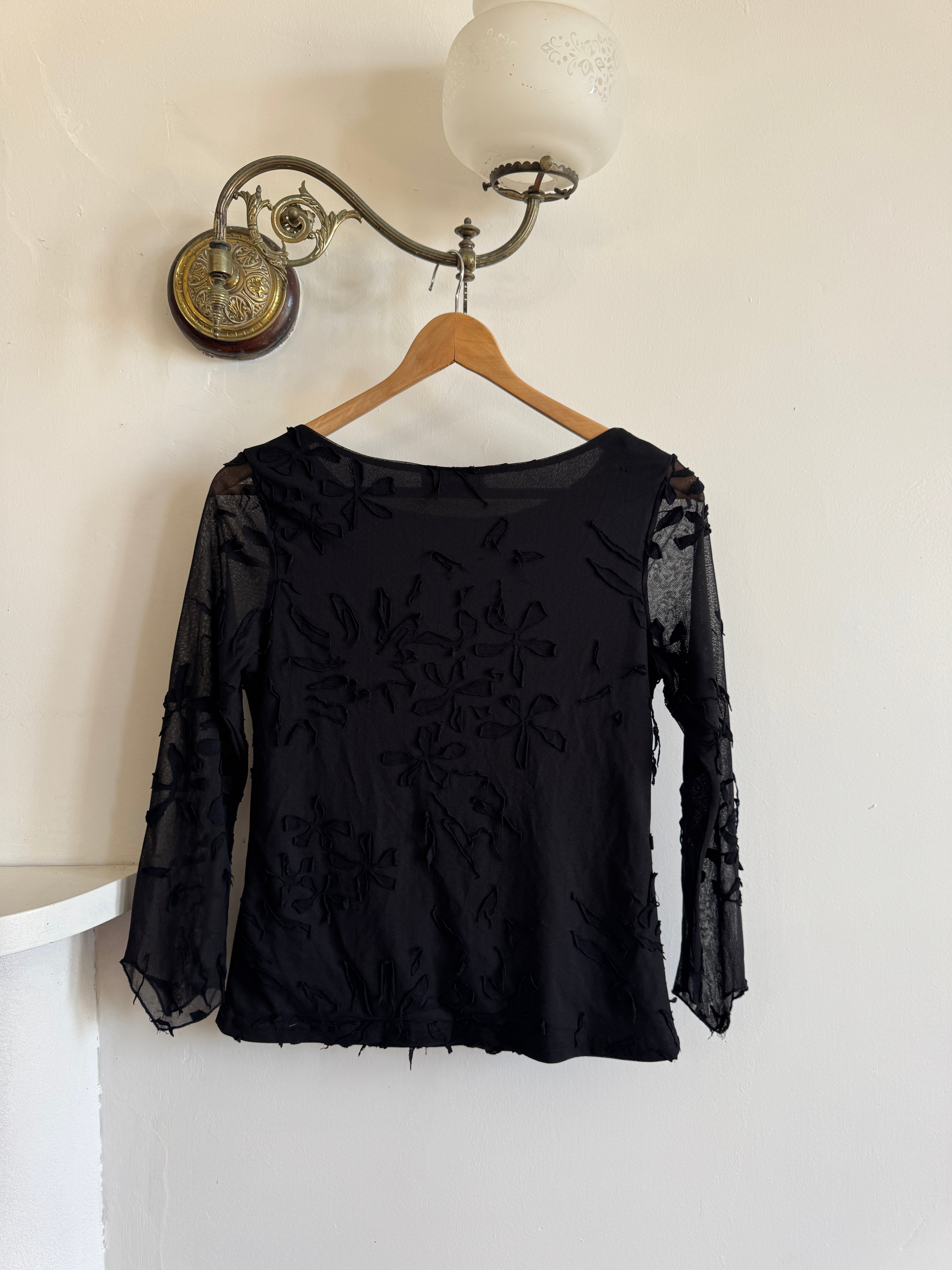 Vintage 90s Sheer Mesh Top Noir
