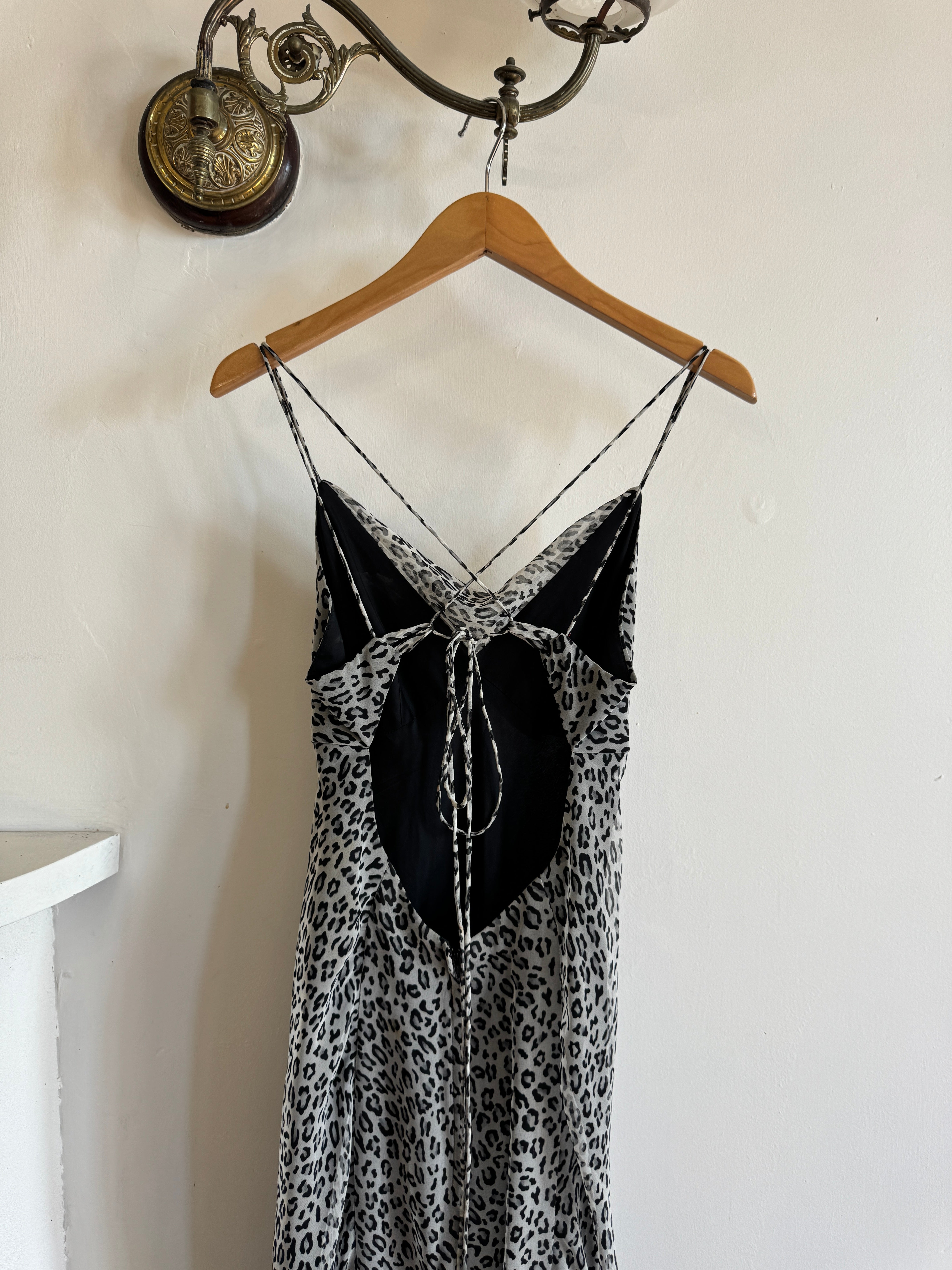 Vintage 90s Australian Made Cowl Neck Slip Dress Cool Leopard