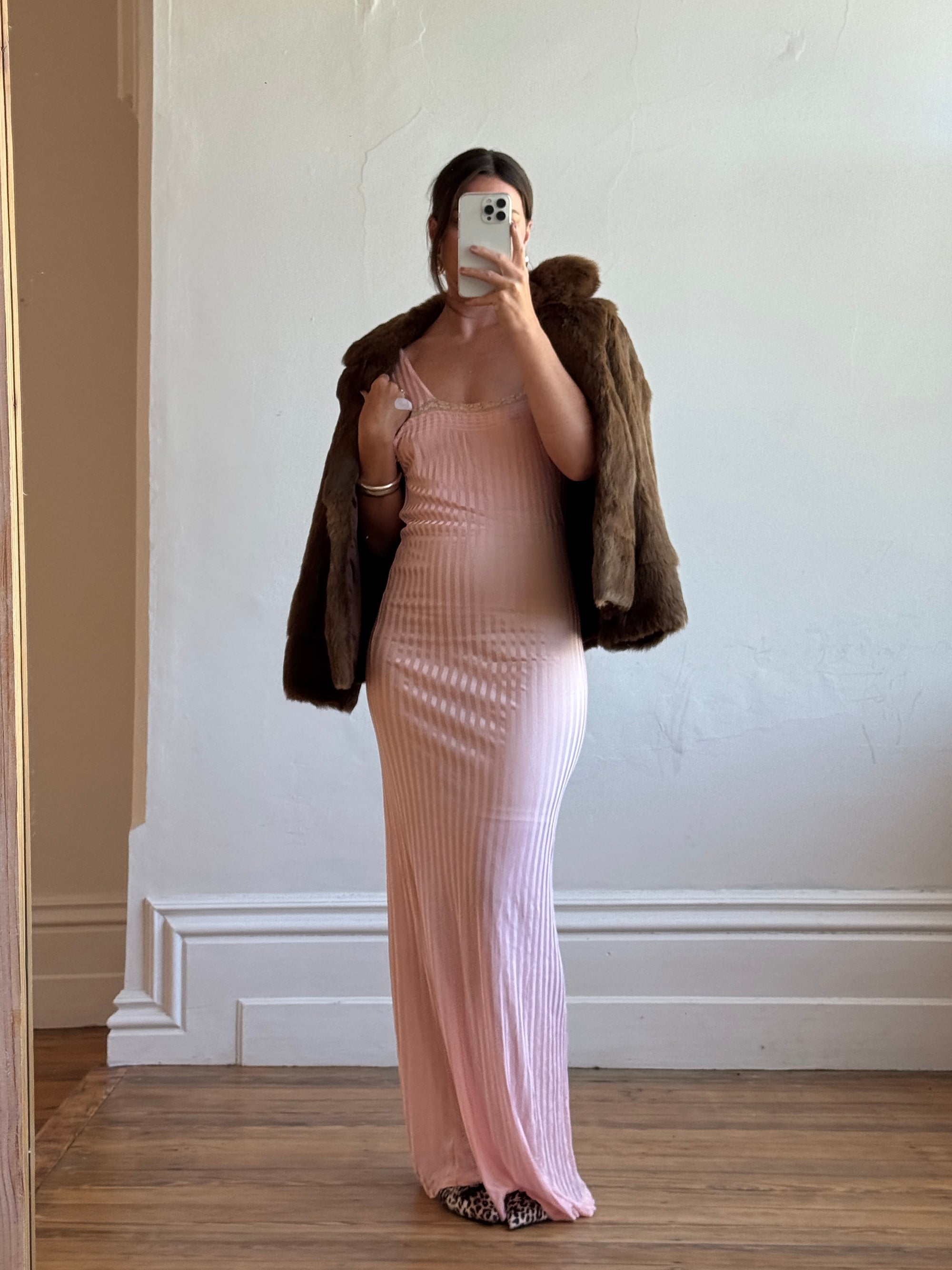 Vintage 30s Blush Pink Negligee Slip Dress