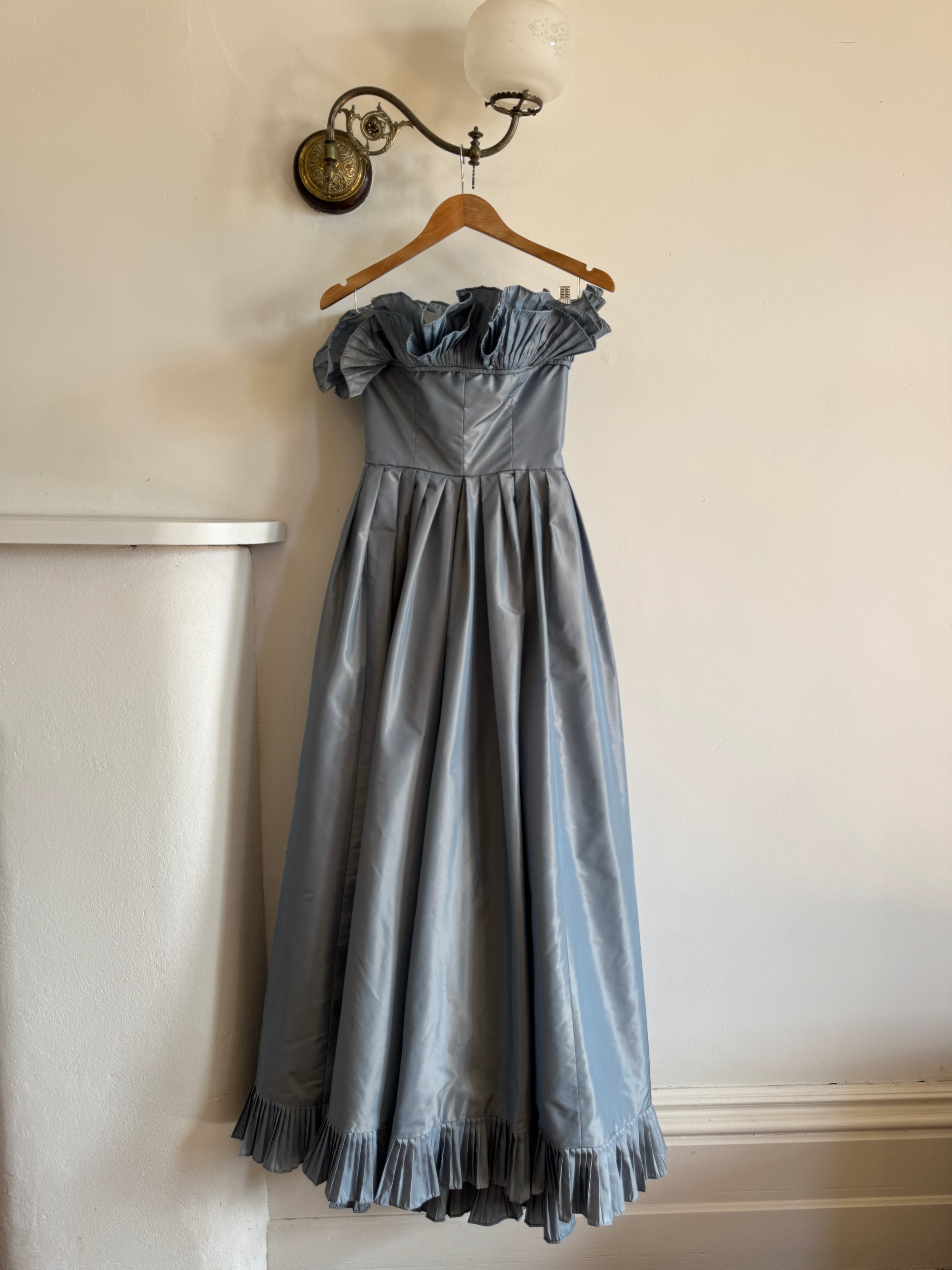 Vintage 80s Taffeta Gown Duck Egg Blue