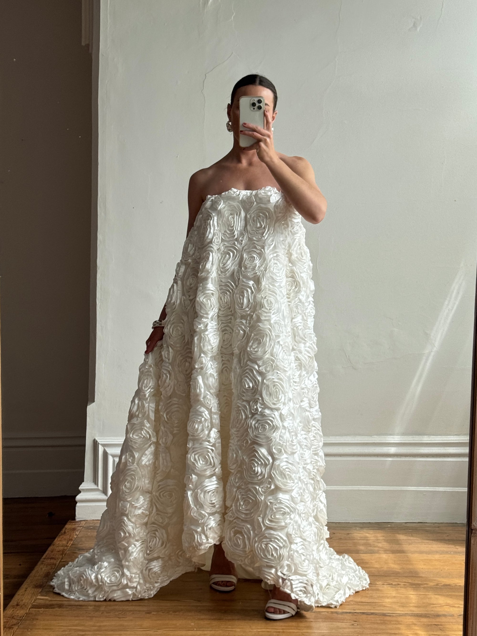 Vintage Y2K Rosette Bridal Skirt with Train