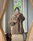 Vintage 60s Latte Faux Fur Mid Length Coat