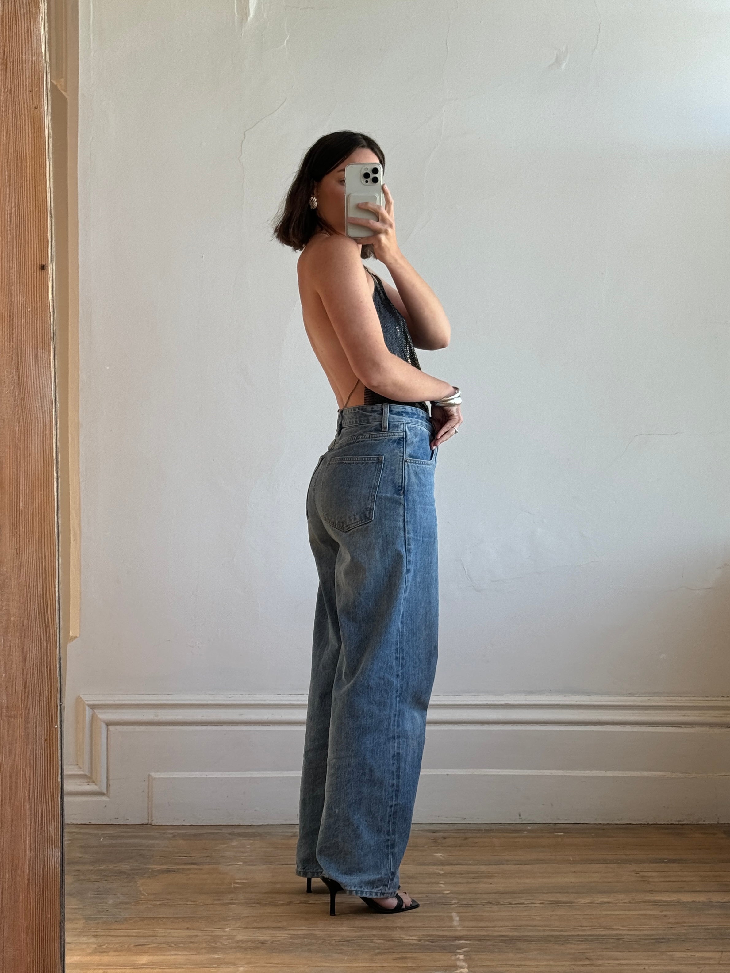 Vintage Glo Mesh Top Dark Grey