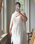 Vintage 90s Crepe Beaded Column Bridal Slip