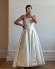 Vintage 90s Pure Silk Halter Princess Wedding Dress