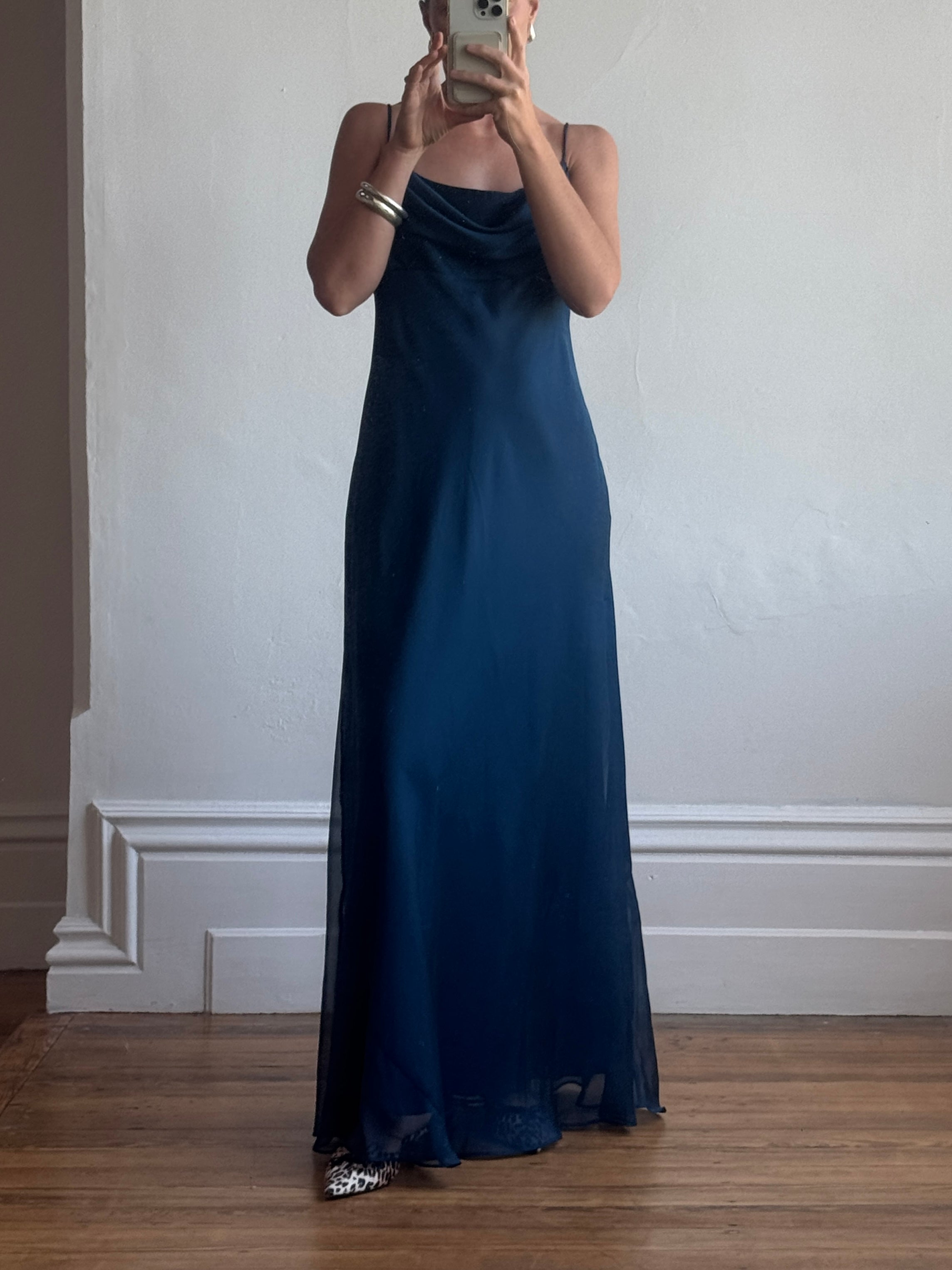 Vintage 90s Australian Made Navy Spaghetti Strap Dress