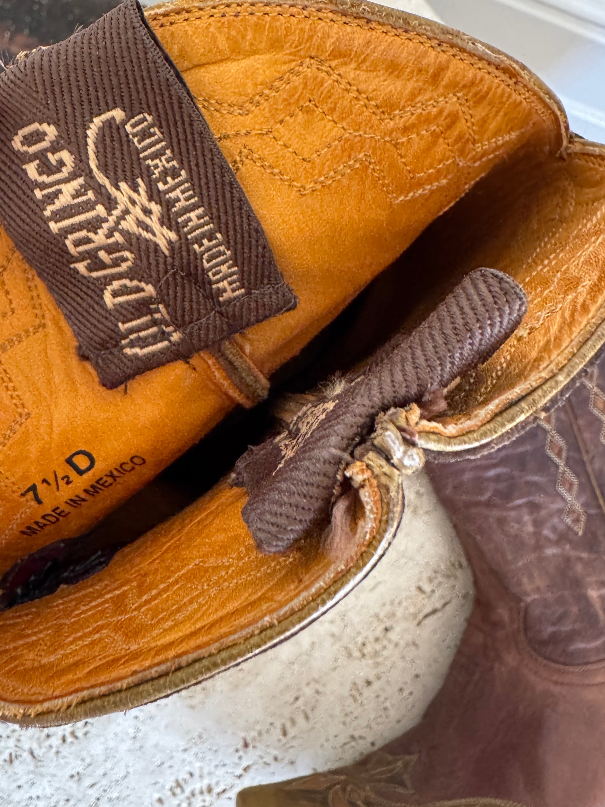 Vintage Mexican Old Gringo Western Cowboy Boots Cognac Brown